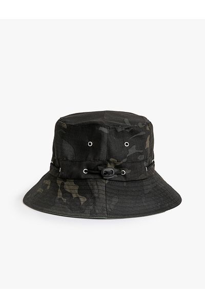 Koton Camouflage Patterned Bucket Hat - With Rubber Detail