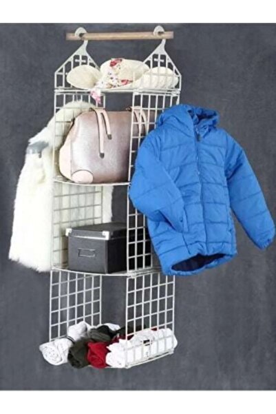 RUSTİKEVDECORART Beyaz Plastik Raf Organizer Gardrop Askılı Dolap Içi Düzenle...