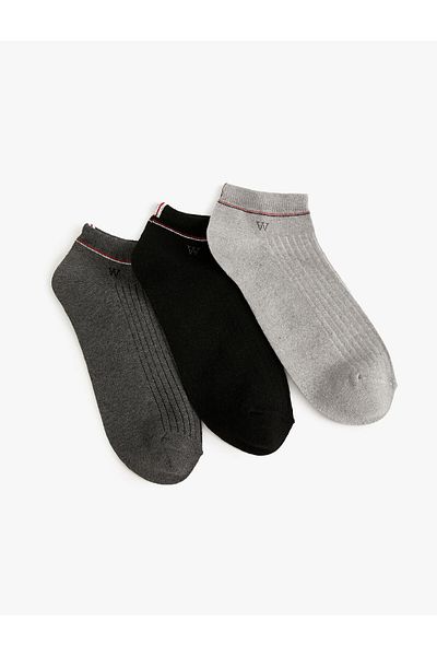 Koton Set de 3 ciorapi papuci cu detaliu dungi multicolore