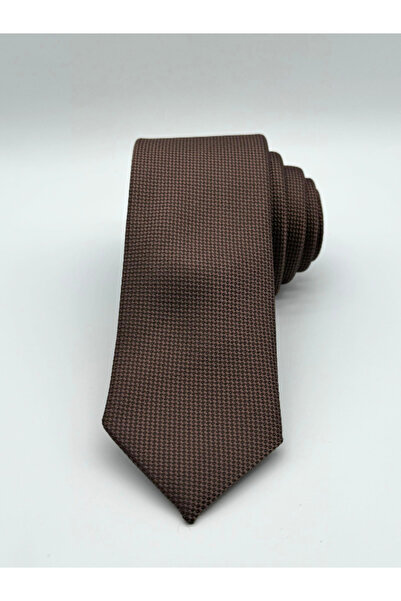 HARES Woven Brown Eyelet Tie and Handkerchief Hand Sewn