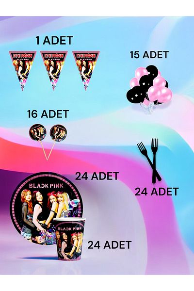 VibeHome Blackpink Themed m Pack for 24 - Birthday Party and Fun Events