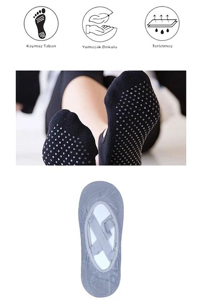 marufshop Чорапи за йога, пилатес, фитнес, танци и спорт с неплъзгаща се основа, 1 брой