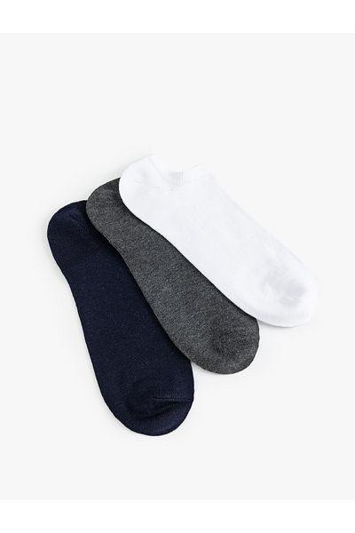 Koton Set of 3 Cotton Blended Invisible Socks - Multicolored