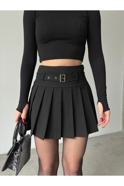 Babushka Fustă scurtă plisată cu centură