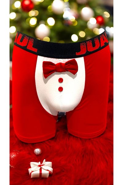 Juan Raul 95% Cotton 5% Elastane Boxers with Red Bow Tie Design - Db211
