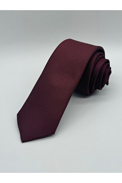 HARES Claret Red Eyelet Handmade Woven Tie & Handkerchief