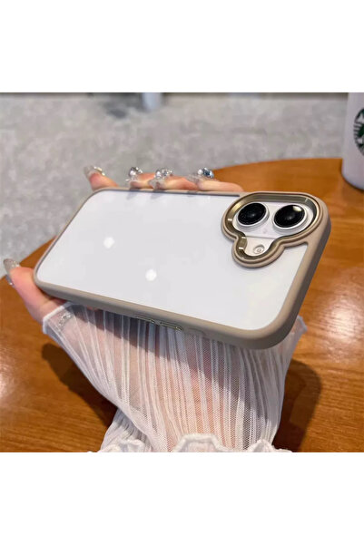 EDELFU İPhone 16 PLUS (2024) Çöl Titanyum Sararmaz Mika Kamera Çerçeveli Darb...
