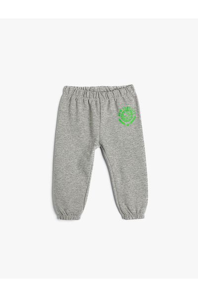 Koton Basic Jogger Sweatpants with Elastic Waist Print Detail