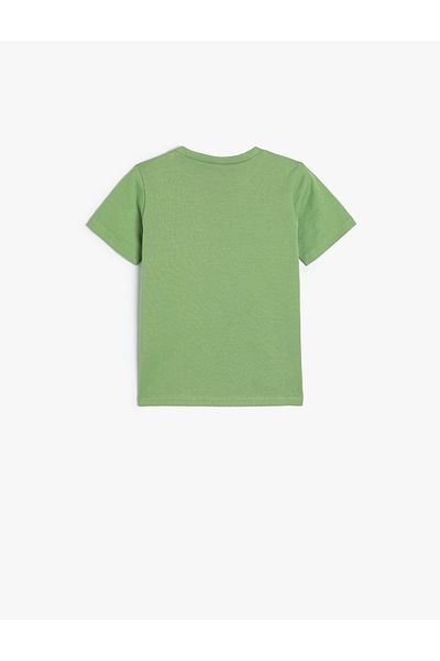 Koton Dinosaur Printed Cotton Short Sleeve T-Shirt - Crew Neck