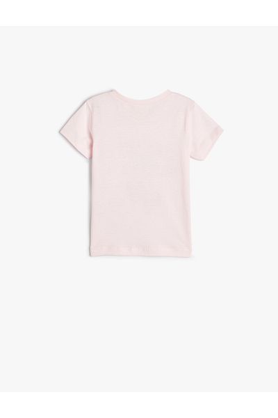 Koton T-Shirt Heart Printed Short Sleeve Cycling Cotton