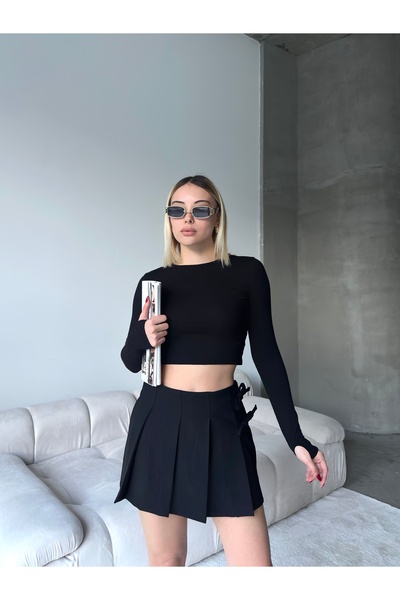 Babushka Fusta mini plisata cu fundita