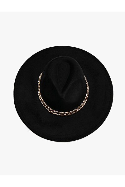 Koton Fedora Hat with Metal Chain Detail