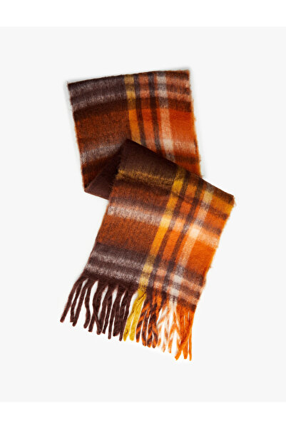 Koton Eșarfă lungă multicoloră cu textura moale cu ciucuri