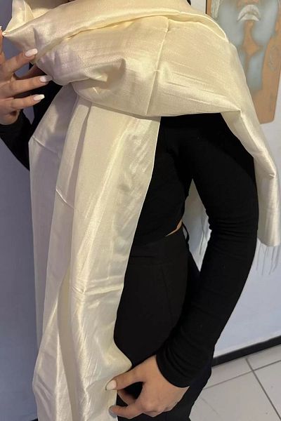 CAŞ DEKORASYON Cream Color Taffeta Shawl