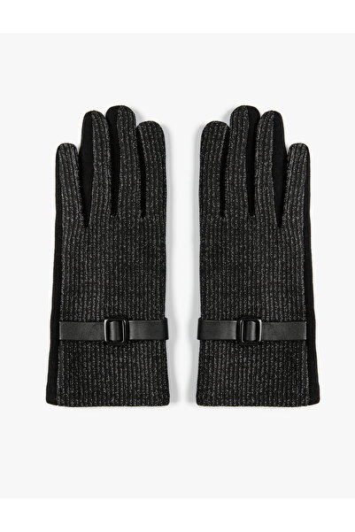 Koton Glitter Gloves with Buckle Detail
