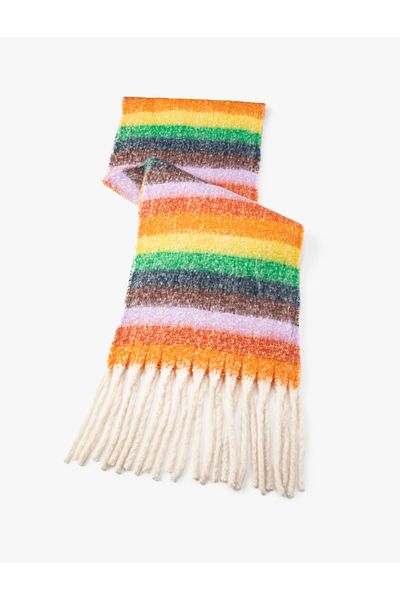 Koton Scarf Tassels Soft Textured Multicolored