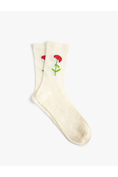 Koton Embroidered Floral Socket Socks