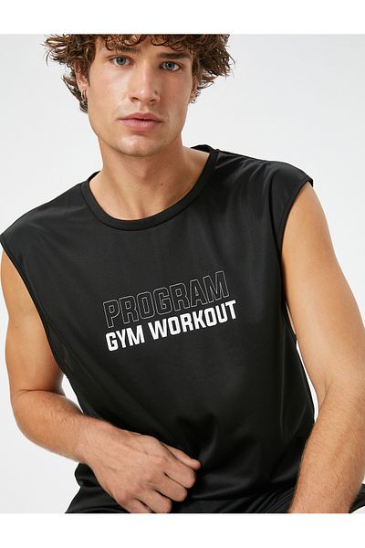 Koton Sports Tank Top Σλόγκαν με στάμπα αμάνικη λαιμόκοψη