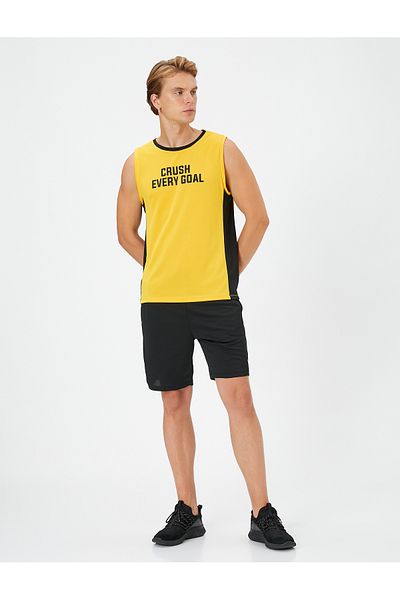 Koton Sleeveless T-Shirt Crew Neck Slogan Printed