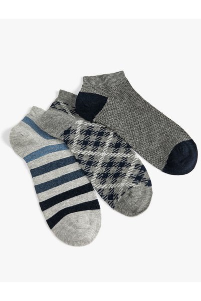 Koton Set of 3 Booties Socks Geometric Patterned Multicolor