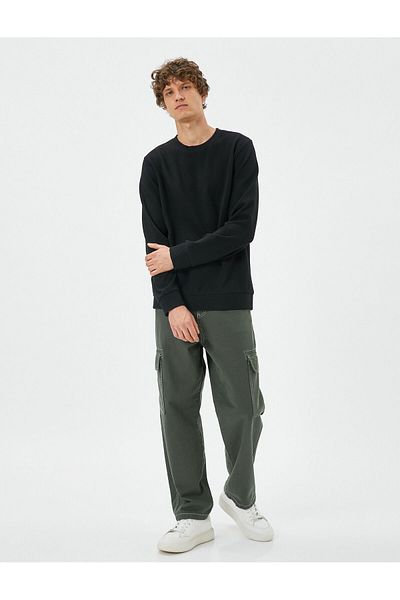 Koton Basic Sweater Crew Neck Textured Long Sleeve
