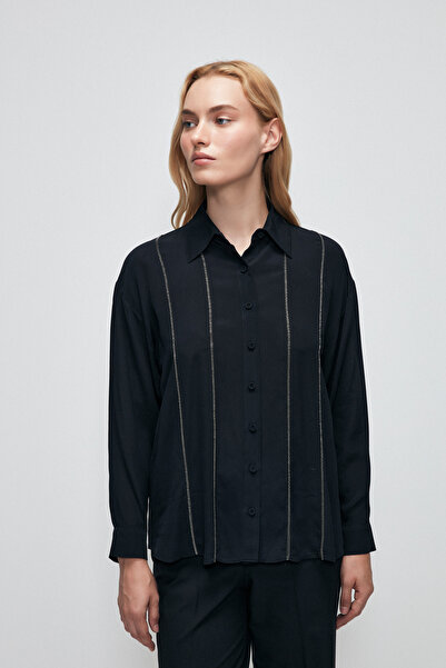 Love My Body Long Sleeve Shirt with Chain Detail on the Front