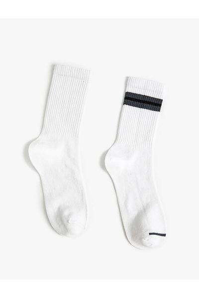 Koton Set de 2 șosete șosete cu broderie în dungi