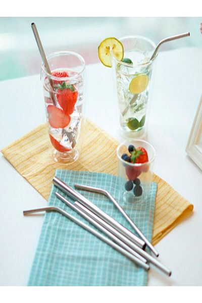 Tor Store Steel Stainless Straw Beverage Soft Drink Straw (4 Pieces)
