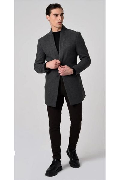 Nokta Moda Ανδρικό παλτό Stamp - Slim Fit, Ιταλικό κόψιμο, Μακρύ παλτό, Γιακάς, Νέα σεζόν