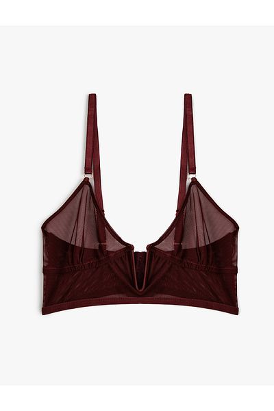 Koton Bralette din tul transparent, necăptușită, cu fereastră în V - îngustă