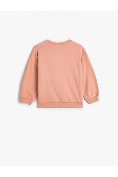 Koton Sweatshirt Long Sleeve Crew Neck Print Detailed Raised Cotton