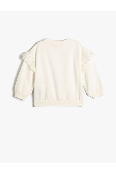 Koton Basic Sweatshirt Ruffled Long Sleeve Crew Neck Raised Cotton