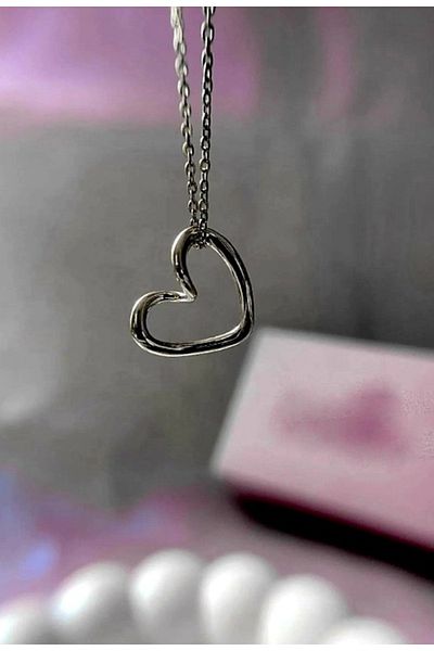 Pudraksesuar Silver Color Chain Knot Heart Model Women's Necklace