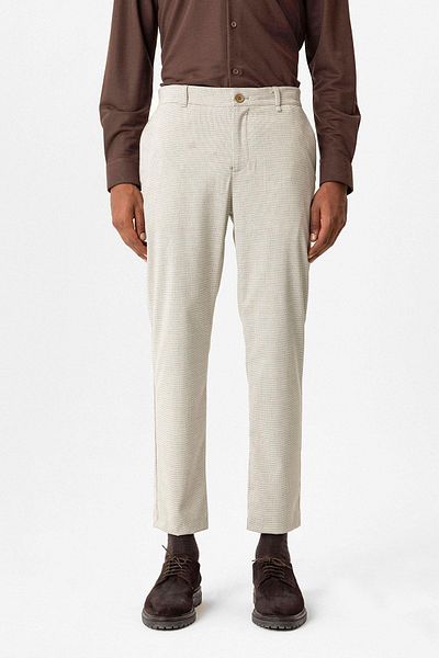 Antioch Beige Textured Men's Trousers