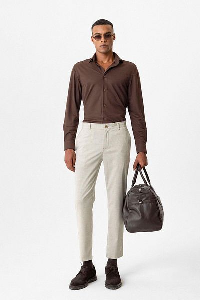 Antioch Beige Textured Men's Trousers