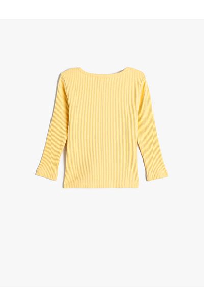Koton Basic T-Shirt Long Sleeve Camisole Crew Neck Heart Embroidered