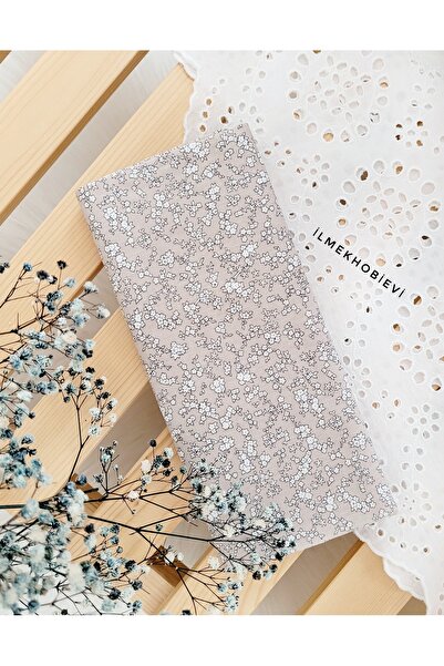 ilmekhobievi Poplin Kumaş Soft Çiçek Desenli Pudra Renk %100 cotton 50x170cm (1prç)