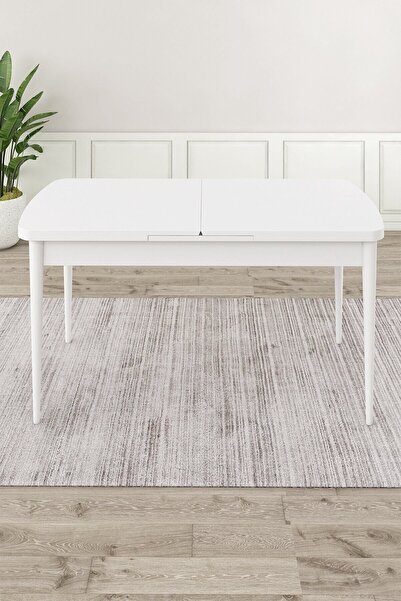 Canisa Eta Serisi 80x132 Mdf Beyaz Açılabilir Masa 6 Gri Sandalye Mutfak Masası Takımı