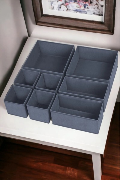 Bayev Coco Set of 8 Drawer Organizer Set Anthracite - Socks Bra Wrap Fabric Box