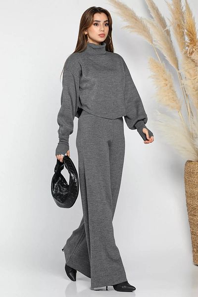 GÜLSELİ Anthracite Crop Sweater Trousers Knitwear Double Set