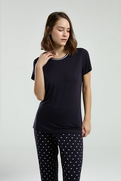 Arnetta Women's Navy Blue Short Sleeve Pajama Set