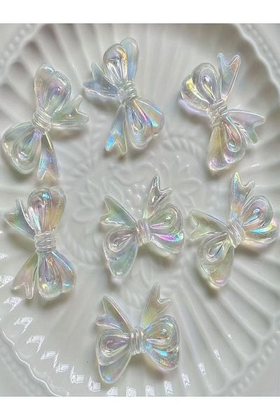 312 KONSEPT 28 mm Acrylic Beads - 10 Pieces Janjan Pearlescent Bow Ribbon