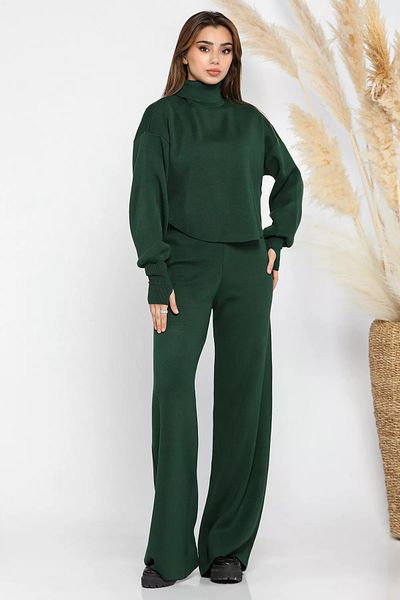 GÜLSELİ Emerald Green Crop Sweater Trousers Knitwear Double Set