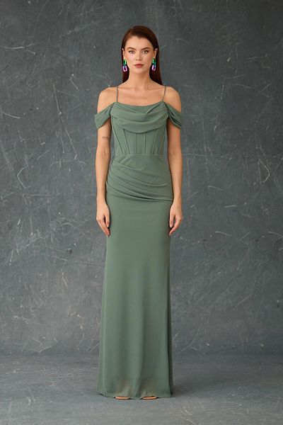 Carmen Çağla Straps Long Chiffon Evening Dress