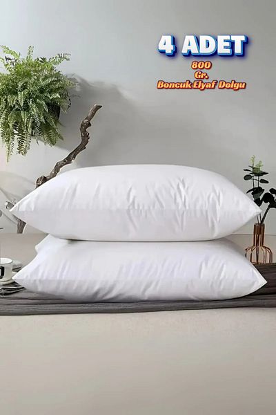 MoMMe White Color 4 Sleeping Pillows - 50X70 Cm, Comfort Bead Fiber 800 Gr