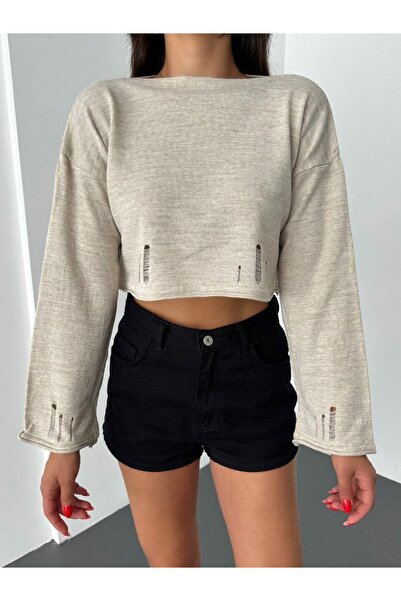 Modamorfo Boat Neck Knitwear Crop