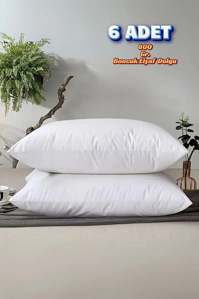 MoMMe 50X70 cm White Color 6 Comfortable Sleeping Pillows - Bead Fiber 800 Gr