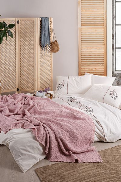 Unica Arya Piqued Duvet Cover Set Powder - 7 Pieces