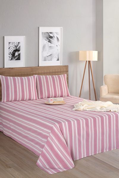 Eponj Home Cearșaf sport cu dungi și husă de pernă - Set dublu Soft Line Claret Red