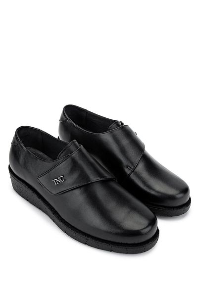 Tamer Tanca Woman's Genuine Leather Black Leather Casual Shoes